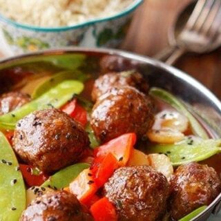 Sweet and Sour Asian Meatballs with Vegetables