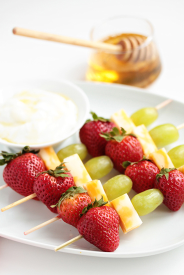 fruit and cheese kebabs