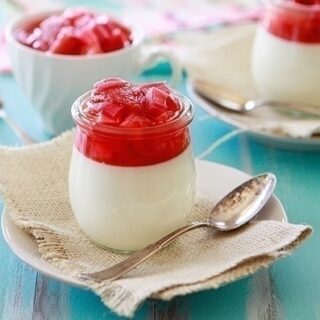 Vanilla Bean Panna Cotta with Strawberry Rhubarb Compote