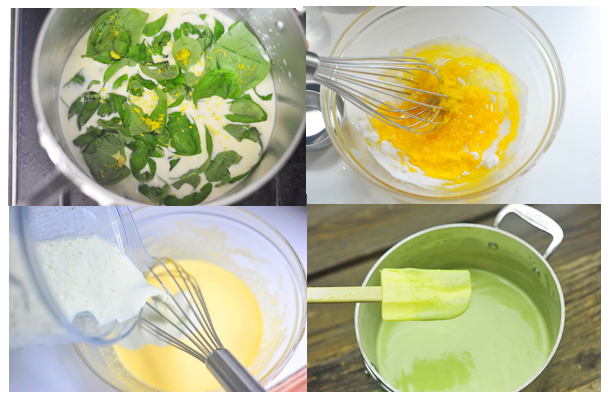 photo of steps showing how to make lemon basil ice cream