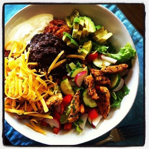 homemade spanish rice taco salad bowls