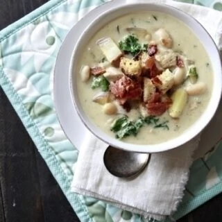 rosemary chicken chowder with white beans and kale