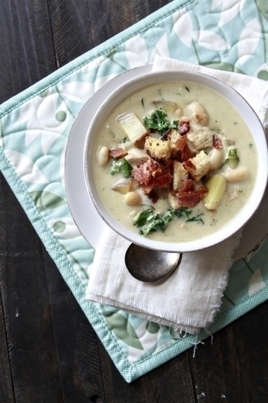 rosemary chicken chowder with white beans and kale