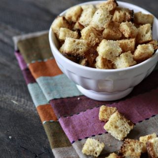 Homemade Sourdough Garlic Butter Croutons