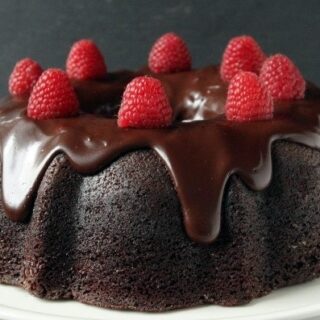 Whole Wheat Chocolate Raspberry Cheesecake Bundt Cake