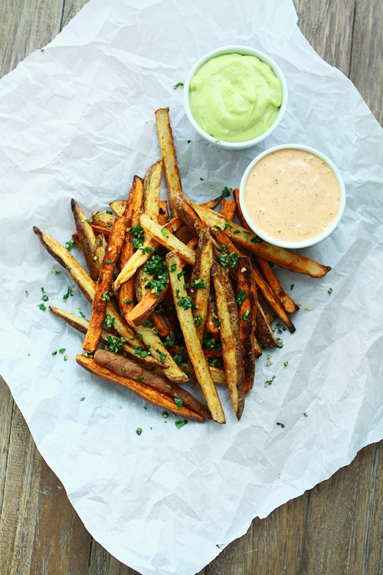 Tex Mex Oven Fries with Two Dipping Sauces