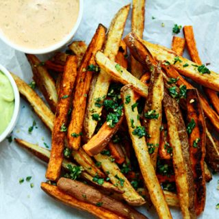 Tex Mex Oven Fries with Two Dipping Sauces