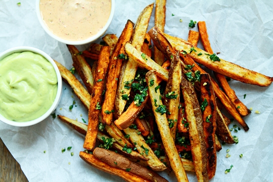 Tex Mex Oven Fries with Two Dipping Sauces