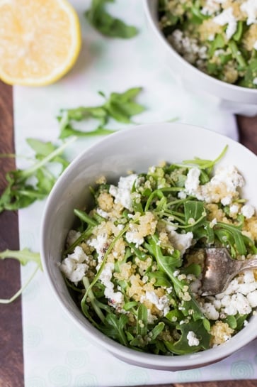 Warm Arugula Salad with Quinoa and Goat Cheese - Queen of Quinoa