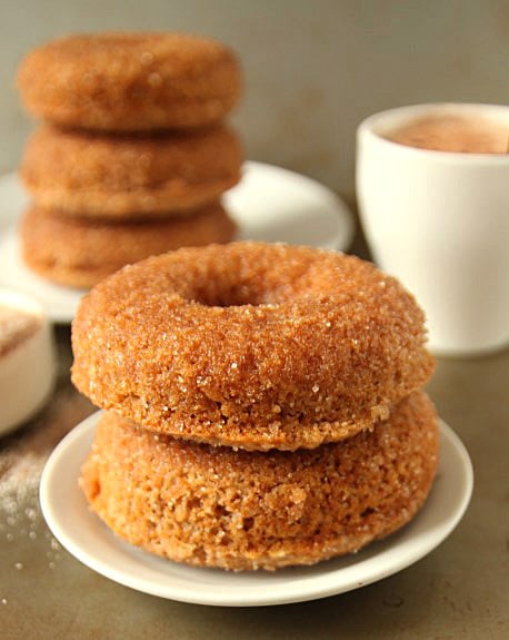 whole wheat cinnamon sugar baked doughnuts