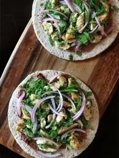 Garlic Chicken, Black Bean, and Spinach Quesadillas