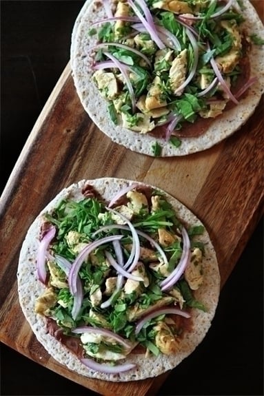 Garlic Chicken, Black Bean, and Spinach Quesadillas