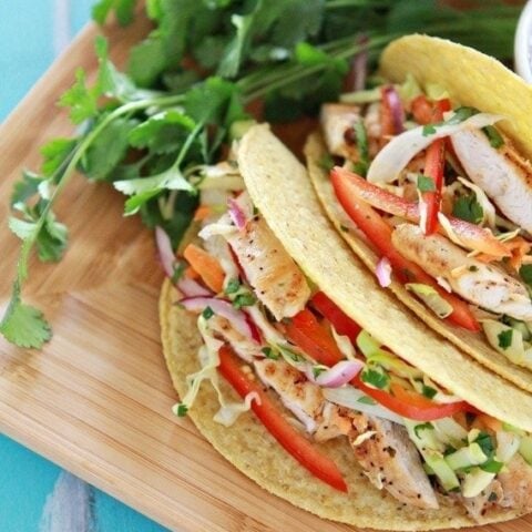 Easy Lemon Pepper Chicken Tacos with Slaw