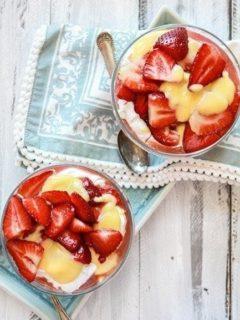 Cheesecake Mousse with Lemon Curd and Strawberries
