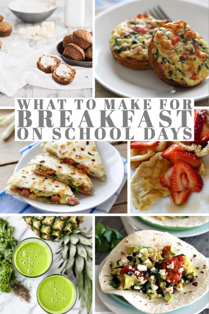 collage of back to school breakfast ideas