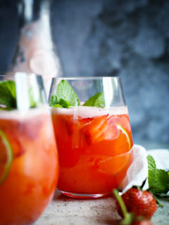 photo of two glasses of strawberry agua frescas