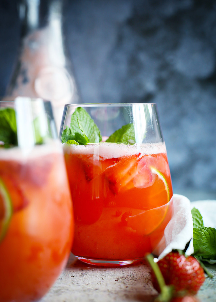 photo of two glasses of strawberry agua frescas