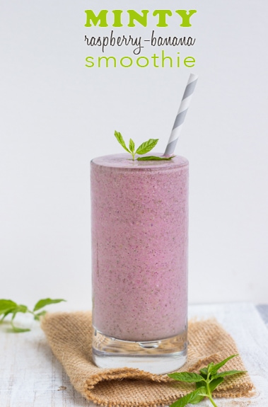minty raspberry-banana smoothie {vegan}