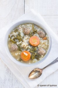 Sausage Meatball and Orzo Soup made with #glutenfree pasta