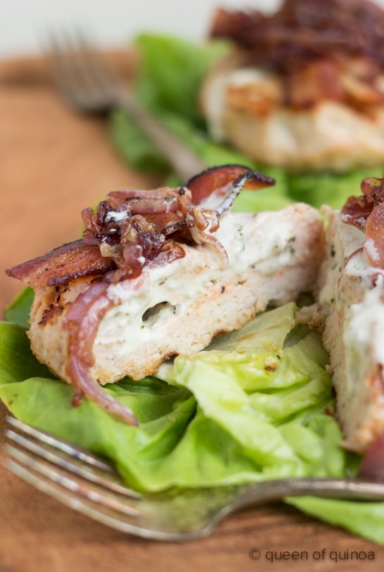 Goat Cheese Stuffed Turkey Burgers with Bacon and Caramelized Onions