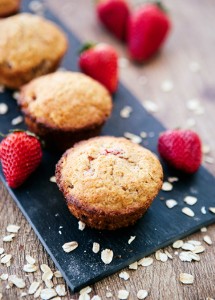 strawberry muffins on a table
