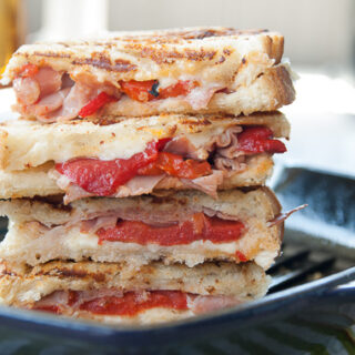 Roasted Red Pepper and Prosciutto Grilled Cheese