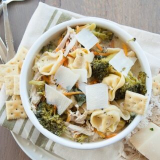 Kale and Broccoli Chicken Tortellini Soup