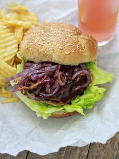 Blue Cheese Mesquite Turkey Burger with Caramelized Onions