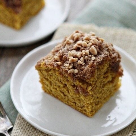 Pumpkin Coffee Cake with Toffee Streusal