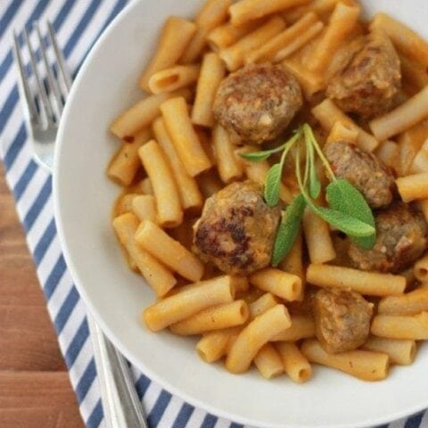 Butternut Squash Sauce with Sausage Meatballs