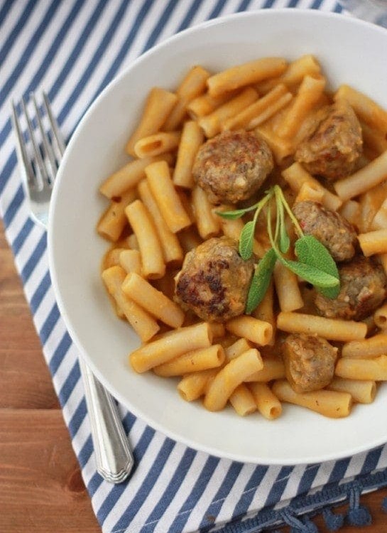 Butternut Squash Sauce with Sausage Meatballs