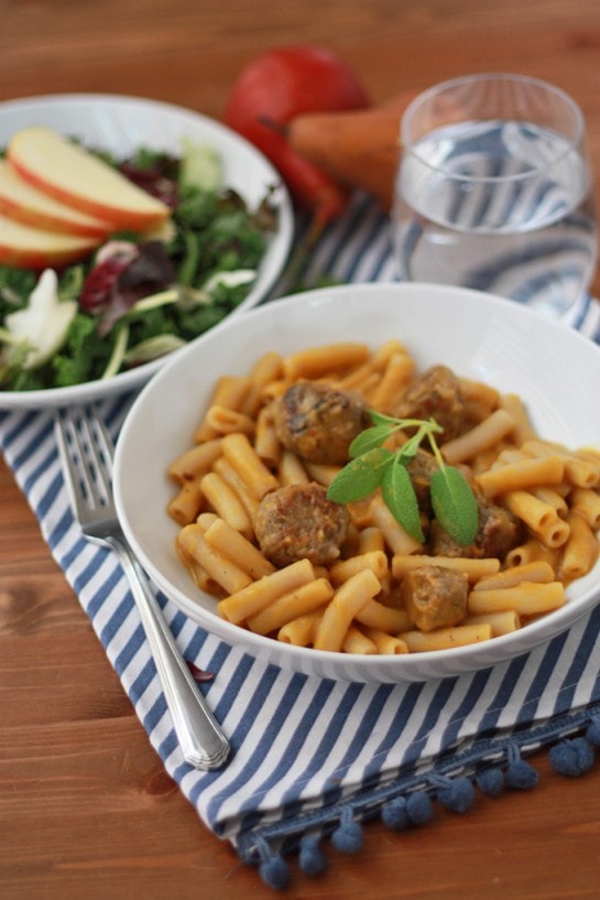 Butternut Squash Sauce with Sausage Meatballs