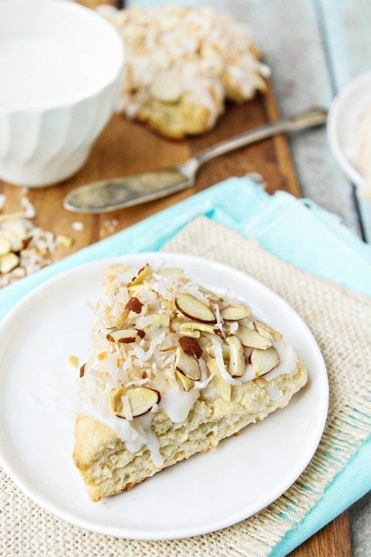 toasted almond and coconut scones