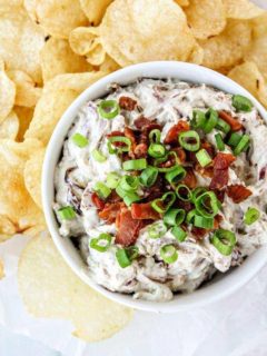 Caramelized Onion Bacon Blue Cheese Dip - How to Make Homemade Onion Dip - Super Bowl Appetizers and Dip