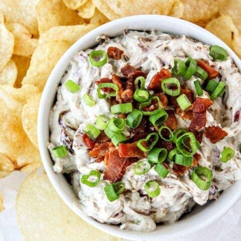 Caramelized Onion Bacon Blue Cheese Dip - How to Make Homemade Onion Dip - Super Bowl Appetizers and Dip