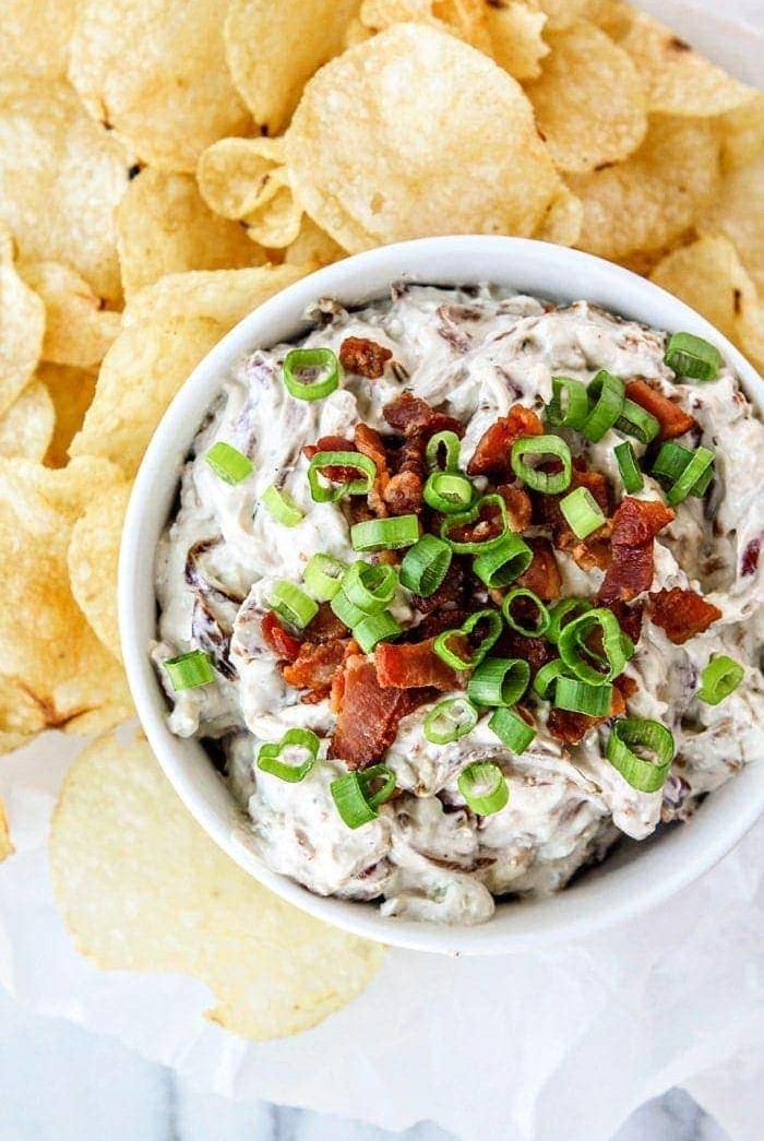 Caramelized Onion Bacon Blue Cheese Dip - How to Make Homemade Onion Dip - Super Bowl Appetizers and Dip