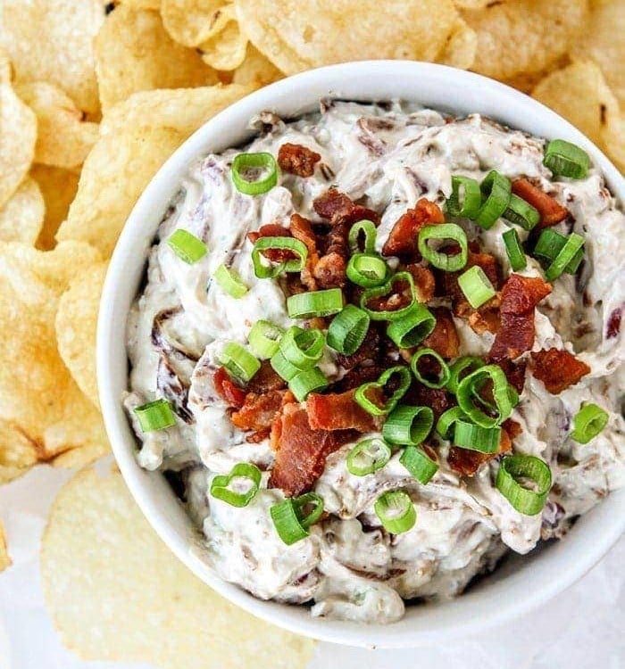 Caramelized Onion Bacon Blue Cheese Dip - How to Make Homemade Onion Dip - Super Bowl Appetizers and Dip