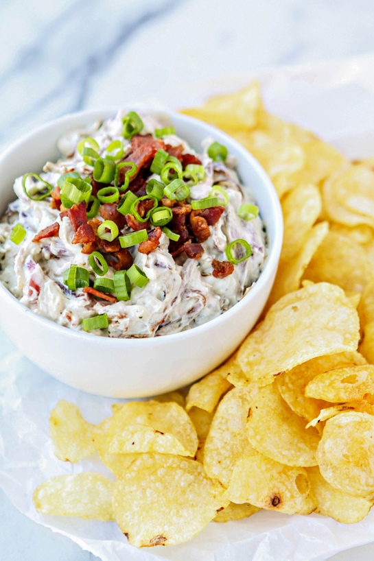 Caramelized Onion Bacon Blue Cheese Dip recipe Good Life Eats