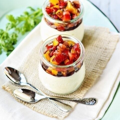 No Bake Mango Lime Cheesecake with Fruit Salsa