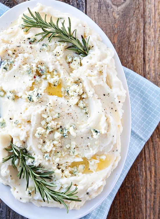 Blue Cheese Mashed Potatoes Recipe - Mashed Potatoes Featuring Rosemary and Blue Cheese - Thanksgiving Side Dish