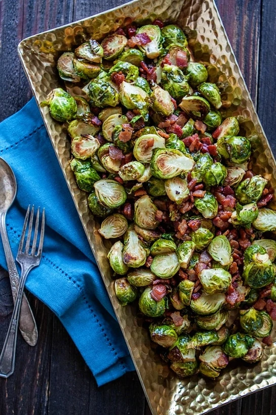 Oven Roasted Brussels Sprouts with Bacon