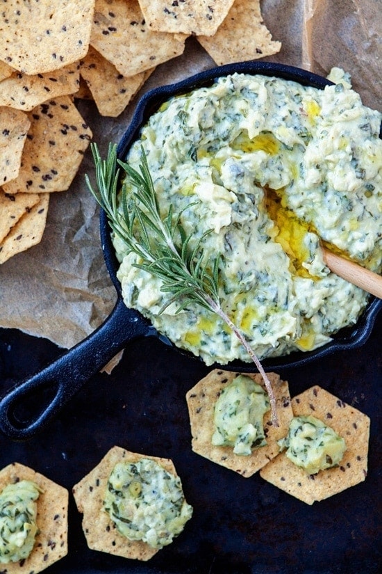 Rosemary White Bean Artichoke Spinach Dip - Easy Holiday Appetizer www.goodlifeeats.com