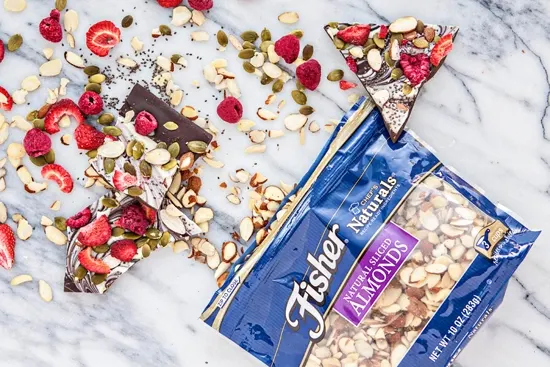Bittersweet Chocolate Swirl Fruit and Nut Bark - Super Foods Bark for Homemade Holiday Gifting