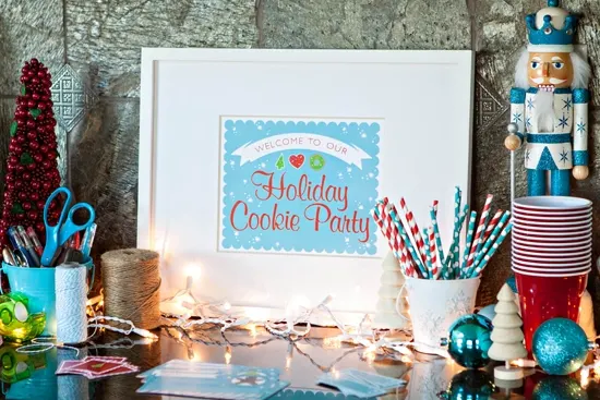 christmas cookie decorating party welcome station