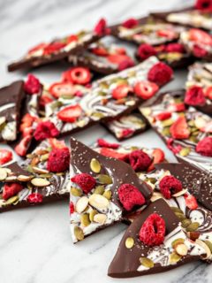 Bittersweet Chocolate Swirl Fruit and Nut Bark - Super Foods Bark for Homemade Holiday Gifting