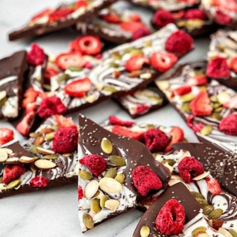 Bittersweet Chocolate Swirl Fruit and Nut Bark - Super Foods Bark for Homemade Holiday Gifting