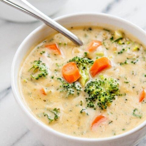 Easy Cheesy Broccoli, Kale, Carrot Soup Recipe