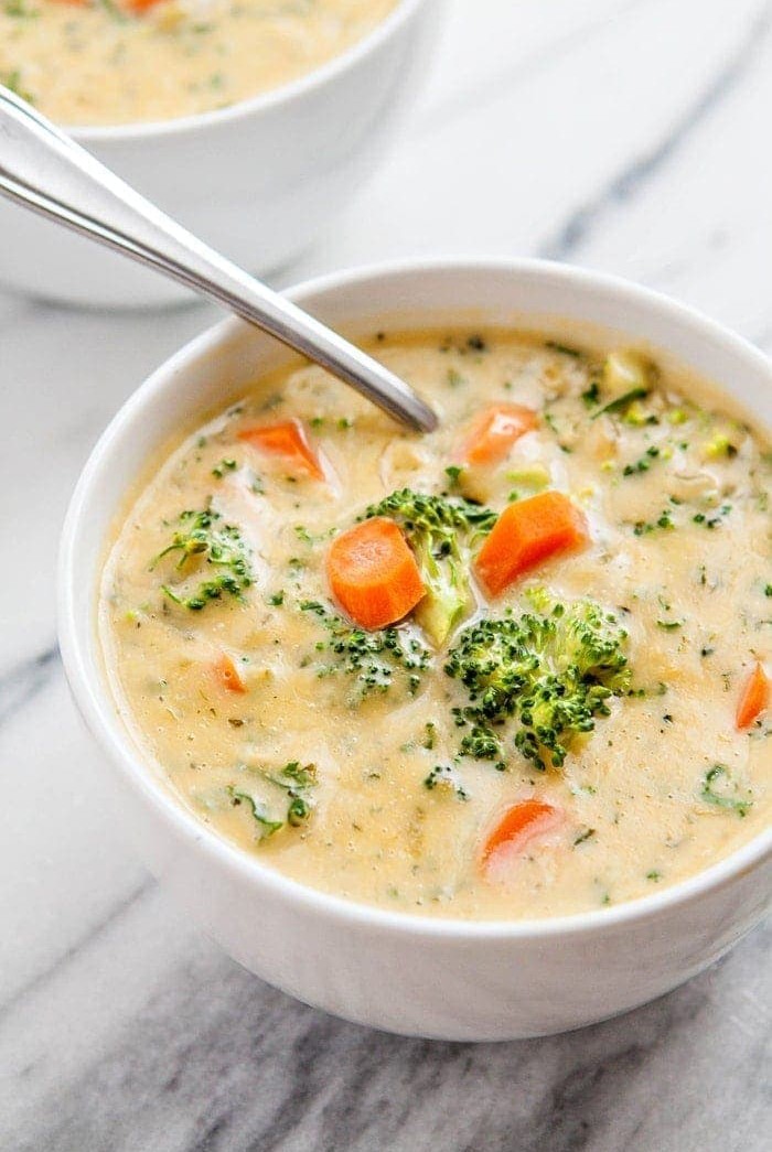 Easy Cheesy Broccoli, Kale, Carrot Soup Recipe