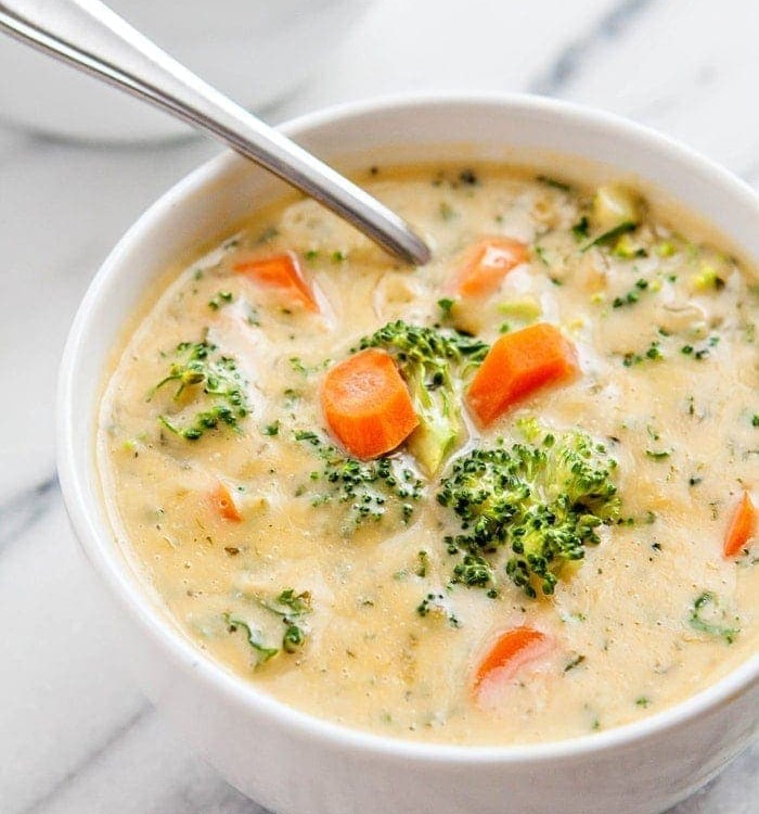 Easy Cheesy Broccoli, Kale, Carrot Soup Recipe