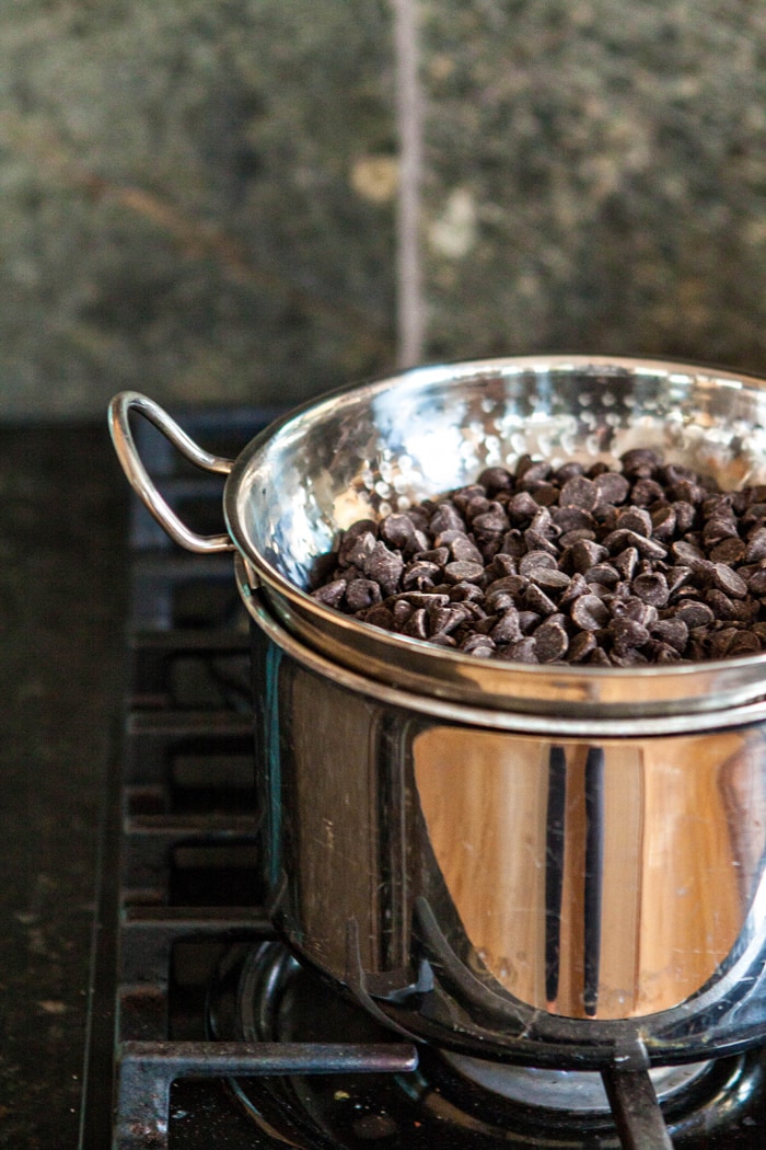 tempering chocolate over a double boiler